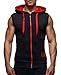 LemonGirl Mens Bodybuilding Sleeveless Hoodie Gym Tank Top,XX-Large,Blackred