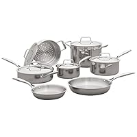 Stone & Beam Tri-Ply Stainless Steel Kitchen Cookware Set, Pots and Pans, 12-Piece