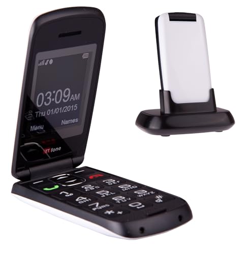 TTfone Star Big Button Simple Easy To Use Clamshell Flip Mobile Phone with Vodafone Pay as You Go - White