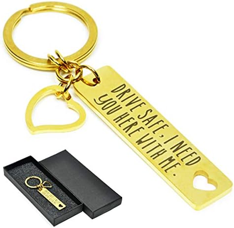 Drive Safe Keychain I Need You Here With Me,A Variety of Styles Safe Driving Reminder Key Chain Lucky Key Ring (I Need You -D)