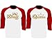 GOLD KING AND QUEEN BASEBALL SHIRTS COUPLE MATCHING RAGLAN 3/4 SLEEVE T-SHIRTS