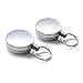 Freehawk 2Pcs Full-metal Retractable Chain Pull ID Badge Key Card with Belt Loop Clasp & Key Ring Tagging Holders with Belt Clip Badge Reelsfor Keys-ids-badges in Silver