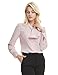 E.JAN1ST Women's Long Sleeve Shirt Tie Bow Neck Button End Slim Fit Chiffon Blouse, Pink, TagsizeXXL=Ussize6-8