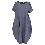 Soly Tech Women Casual Vintage Long Dress Loose Short Sleeve Dresses