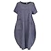 Soly Tech Women Casual Vintage Long Dress Loose Short Sleeve Dresses