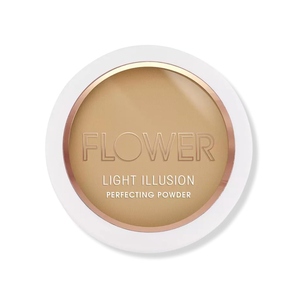 Photo 1 of FLOWER Beauty By Drew Barrymore Light Illusion Perfecting Powder - Powder Foundation + Setting Powder for Makeup - Medium Buildable Coverage - Natural Glow + Flawless Finish - Mirror + Sponge Include d (Caramel)