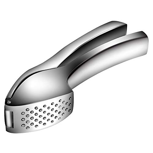 Garlic Press Crusher and Mincer with Sturdy Construction - Professional Food Grade, Rust proof, Easy Squeeze and Clean, Dishwasher Safe, By Venoya