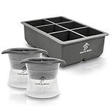 Silicone Ice Cube Trays-Set of 2 Round Ice Ball Mold & Large Ice Cube Tray for Whiskey, Iced Coffee, etc.- 2 Whiskey Ice Ball Maker (Sphere Ice Mold) & Silicone Ice Cube Trays With Lids-Home By Brynn