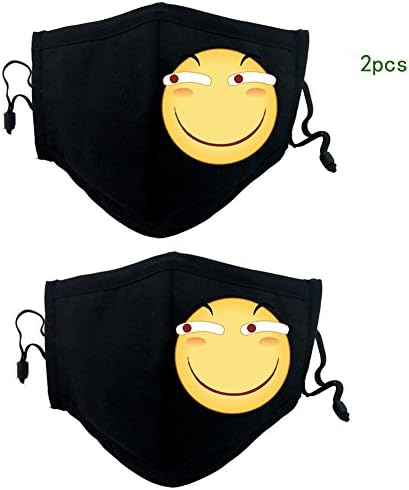 Reuseable Breathing Emoji Anti-Dust Face Mask Winter The Black Surgical Mask Fashion Carbon Cotton Mouth Masks Anti-haze With N95 Filters Respirator For Teens Men Women 2 pcs