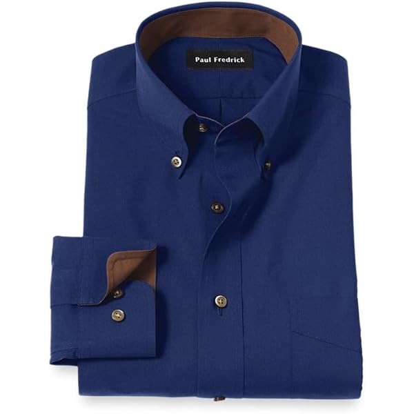 slim fit dress slacks Non-Iron Cotton Stripe Dress Shirt with Contrast Trim main image 0