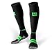 MudGear Compression Socks - Graduated Compression Socks for Women & Men for Sport, Running, Flight, Pregnancy, Circulation and Recovery - Black/Green Large Long Compression Socks with 15-20 mmhg