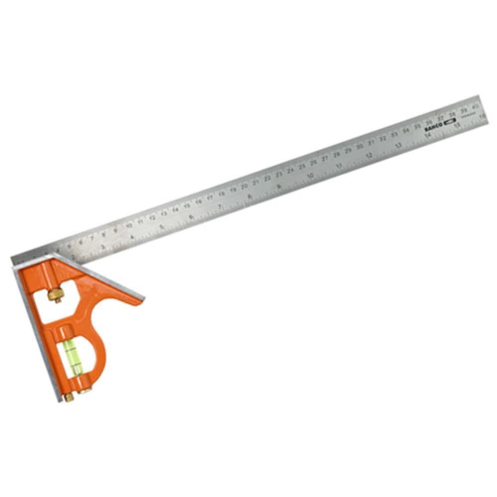Bahco 400mm Sliding Combination Square with Metric/Imperial Markings, 90°/45° Angles