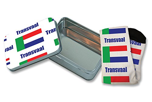 Transvaal Country Flag Pattern 7" Cuff Crew Socks And Tin Box Gift Set Large
