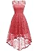 MUADRESS Women's Vintage Floral Lace Sleeveless Hi-Lo Cocktail Formal Swing Dress