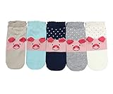 CozyWow Womens Girls Fun Crazy Low Cut Cotton Pig/Elephant Socks (5 Pack)