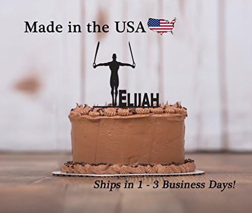 Rings, Hanging, Gymnastic Cake Topper with Keepsake Base, Cake Decorations, Male Gymnast, Boy Birthday, Personalized Cake Topper, Cupcakes, Keepsake