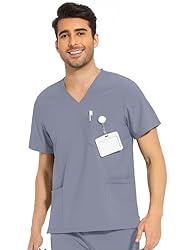 COZYFIT Scrub Top for Men - Stretch V-Neck Scrubs
