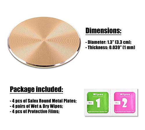 Cute Replacement Metal Plates Set 4 Pack for Magnetic Phone Holder. Kit of 4 Mix Round Discs Without Holes for Car Mount, Phone Case Back. Strong Circular 3M Adhesive Cell Phone Magnet Stickers.