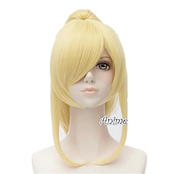 Amazon Com Hot Anime Light Blonde Girls Straight Wig 50cm Ponytail