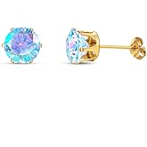 Pearllives CZ Stud Earrings 18K Gold Plated 316L Stainless Steel Earring Studs Hypoallergenic Cubic Zirconia Stud Earrings For Women