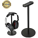 Headphone Stand Headset Holder Hanger, Jiuduanxian Earphone Stand with Aluminum Supporting Bar Flexible Headrest ABS Solid Base for All Headphones Size (Black)