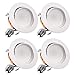 TORCHSTAR 10W 4 Inch Retrofit LED Gimbal Downlight, 650lm, 65W Eqv, UL & Energy Star Listed, Dimmable, Adjustable CRI90 Offwhite Recessed Ceiling Light, 3000K Warm White, 5 Years Warranty, Pack of 4