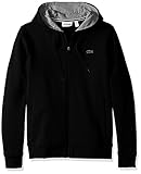 Lacoste Men's Full Zip Hoodie Fleece Sweatshirt, SH7609, Black/Silver Chine, X-Large