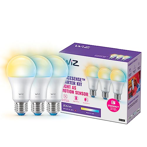 , Kit de démarrage Space Sense, 3 ampoules Wi-Fi Nuances de blanc E27 équivalent 60W, fonctionne avec Alexa, Google Assistant