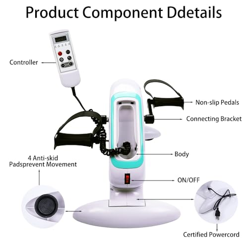 Dorkis Ejercitador de Pedal Eléctrico, Ejercitador Pedales para Rehabilitación, Bicicleta de Ejercicio Motorizada, Bicicleta de Ejercicios Eléctrica Portátil Ajustable, Jiao Ta