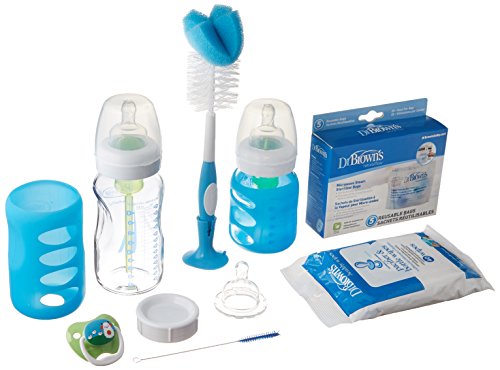 Dr. Brown Glass Bottles Wide Neck Gift Set with Bottle Brush