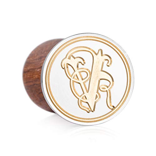 Mceal Vintage Wax Seal Stamp Kit, Silver Seal with Rosewood Handle, Gothic Letter V - Thumbnail 3
