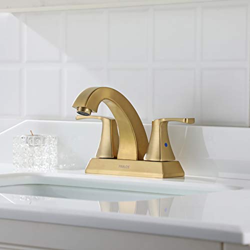PARLOS 2 Handles Bathroom Faucet with Pop-up Drain and Faucet Supply Lines, Brushed Gold, Doris 1407208