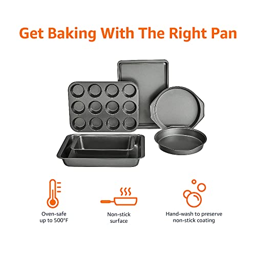 Amazon Basics 6Piece Nonstick, Carbon Steel Oven Bakeware Baking Set