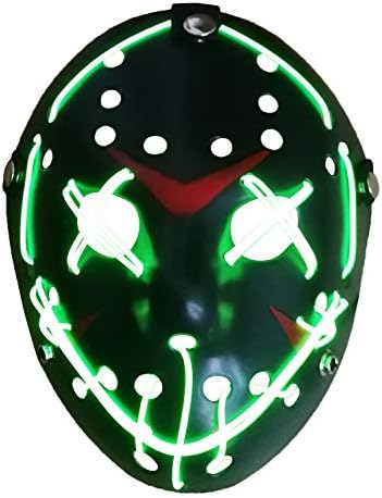 AUHOO Light up Purge Mask LED Jason Mask Halloween Scary Mask Rave Halloween Costumes