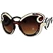 EF Oversized High Fashion Two Tone Sunglasses w/ Baroque Swirl Arms