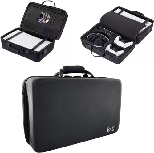 Cenxi Storage Bag For Ps5-Shockproof Hard Shell Bag- Luxury Waterproof Shoulder Playstation 5,Console & Accessories Organizer (Black)