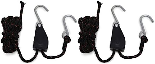247Garden 7FT Adjustable Nylon Rope Metal Ratchet Hangers (Pair of 1/4" (300LB Max))