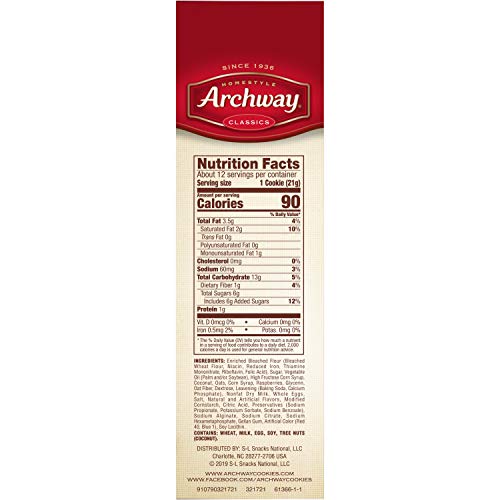 ARCHWAY COOKIES, RASPBERRY FILLED, 9 OZ