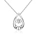 Han han Sterling Silver Teardrop Necklace with Cubic Zirconia for Women - Love Heart Pendant for Mother's Day Gift