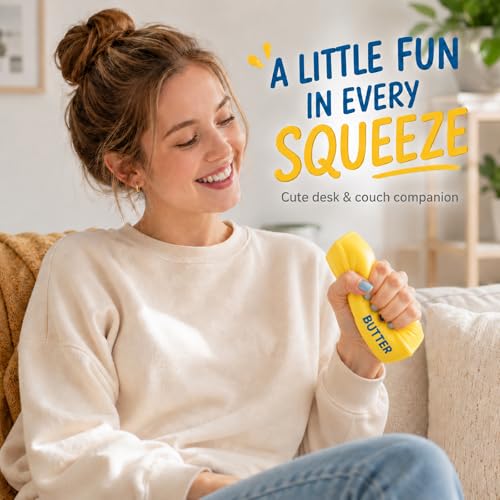 Butter Squishy Stress Relief Toy, 5.2 Inch Soft Slow Rising Butter Stick Squeeze Toy, Cute Food Fidget Desk Toy, Novelty Gag Gift, Party Favor,Birthday Gift Bag Filler for Kids Teens Adults