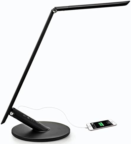 LED Desk Lamp Jodin Guanya Table Lamp Stepless Brightness Adjusted 4 Lighting Modes 1-Hour Auto Timer USB Charging Port Memory Function Touch-Sensitive backlit button Eye-Caring 10W Black