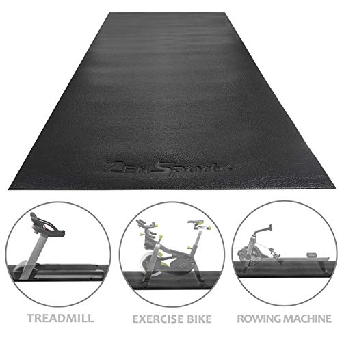 ZENY Treadmill Mat Gym Floor Mat High Density Fitness Equipment Mats,Extra Large Exercise Bike Mat,Jump Rope Mat,Elliptical Mat,Protective Flooring,8’x3′,Black