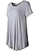 LARACE Women Short Sleeves Flare Tunic Tops for Leggings Flowy Shirt (1X, Light Gray)