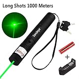 Sandeye Green Laser Pointer High Power Hunting Rifle Scope Sight Laser Pen, Remote Laser Pointer Travel Outdoor Flashlight, LED Interactive Baton Funny Laser Pointer Toys for Cats/Dogs