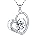 VAN RORSI&MO Heart Necklaces 5A Cubic Zirconia heart Pendant Necklace Jewelry 14k White Gold Plated Necklaces for Women