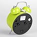 HENSE Classical Retro Twin Bell Mute Silent Quartz Movement Non Ticking Sweep Second Hand Bedside Desk Analog Alarm Clock with Nightlight and Loud Alarm HA01 (Green)