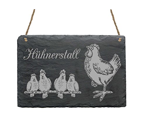 Hühnerstall - Schild aus Schiefer 22 x 16 cm Schiefertafel Türschild