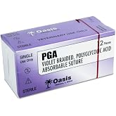 Oasis Vet PGA (Polyglycolic Acid) Surgical Suture, 3-0, (FS-1) 3/8 24mm Reverse Cutting Needle, 75cm, 12/Box, Veterinary Use