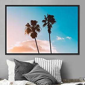 signwin Framed Canvas Wall Art Palm Tree Colorful...