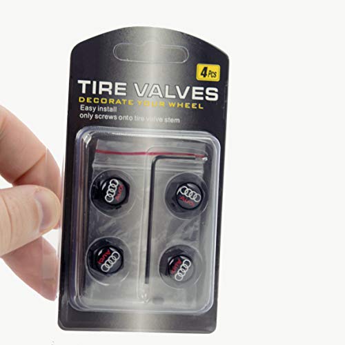 Custom Tire Valve Stem Caps (4Pack Set) Anti-Theft Hexagon Design | Car, Truck, SUV, and Vehicle | Leakproof, Airtight, Dustproof Seal | All-Weather, Lock Tight Fit (for Audi S Vehicles)